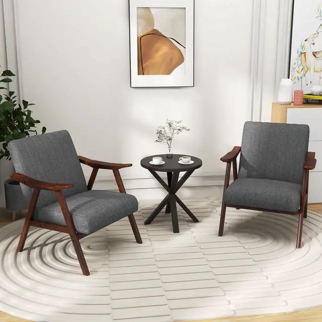 Alt view image 5 of 7 - SlickBlue Modern Accent Chair Leisure Armchair with Felt Pads-Light Gray