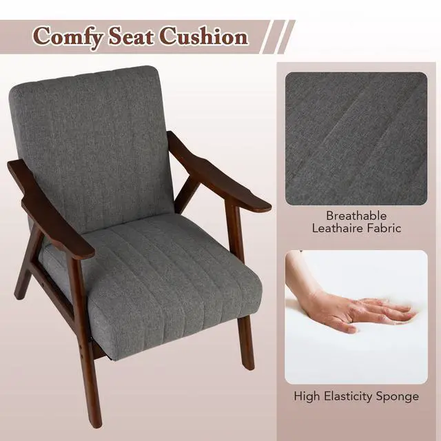 Alt view image 7 of 7 - SlickBlue Modern Accent Chair Leisure Armchair with Felt Pads-Light Gray