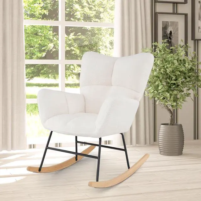 Alt view image 5 of 7 - SlickBlue Nursery Rocking Chair with Comfy Backrest and Armrest-Beige
