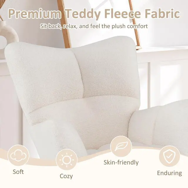 Alt view image 7 of 7 - SlickBlue Nursery Rocking Chair with Comfy Backrest and Armrest-Beige
