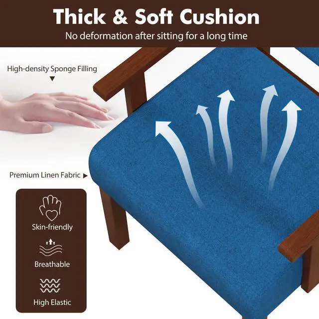 Alt view image 7 of 7 - SlickBlue Linen Accent Chair Living Room Chair with Soft Padded Seat and Backrest-Blue