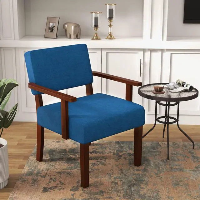 Alt view image 5 of 7 - SlickBlue Linen Accent Chair Living Room Chair with Soft Padded Seat and Backrest-Blue