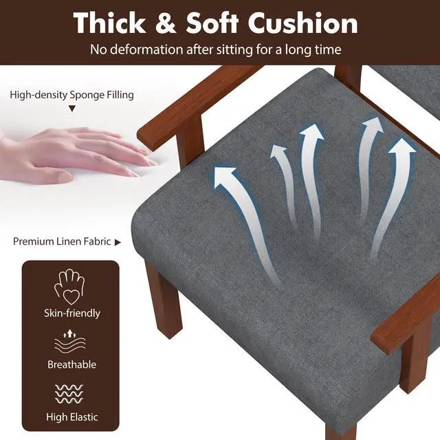 Alt view image 7 of 7 - SlickBlue Linen Accent Chair Living Room Chair with Soft Padded Seat and Backrest-Gray