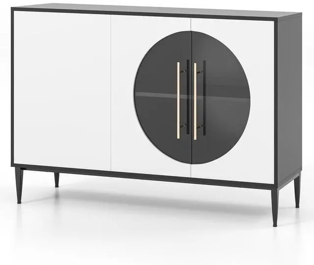 Main image of SlickBlue Sideboard Cabinet with Tempered Glass Door for Living Room Dining Room Kitchen-White