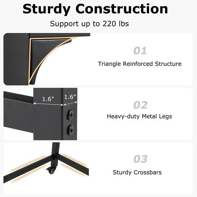 Alt view image 7 of 7 - SlickBlue 48 Inch Mobile Computer Workstation with 4 Smooth Casters-Black