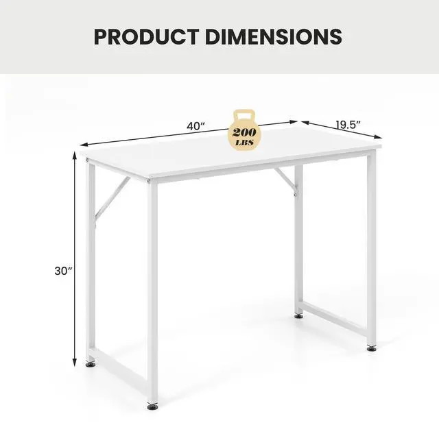 Alt view image 5 of 7 - SlickBlue 40 Inch Small Computer Desk with Heavy-duty Metal Frame-White