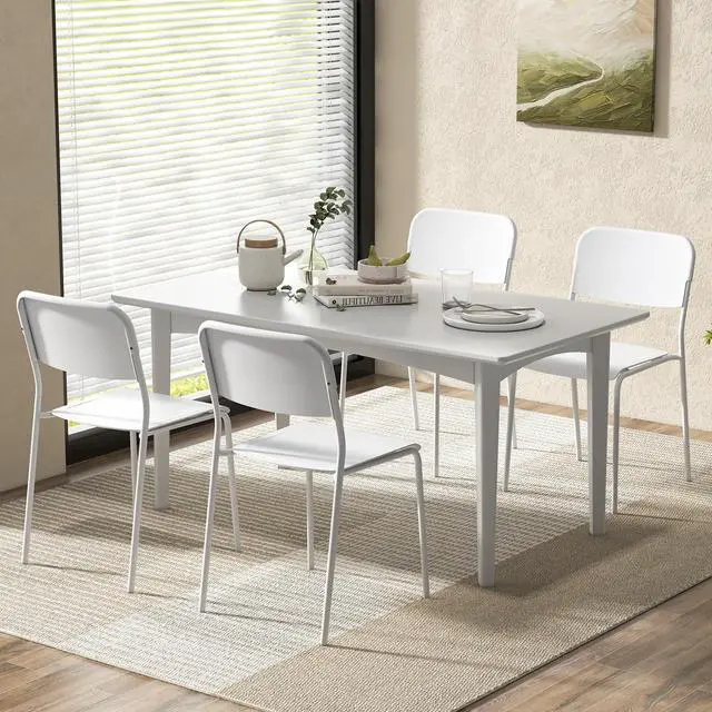 Alt view image 2 of 7 - SlickBlue Modern Dining Chairs Set of 4 with Tilted Backrest and Sturdy Metal Legs-White
