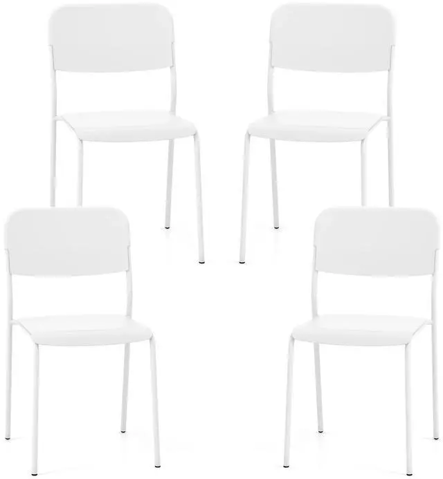 Alt view image 4 of 7 - SlickBlue Modern Dining Chairs Set of 4 with Tilted Backrest and Sturdy Metal Legs-White