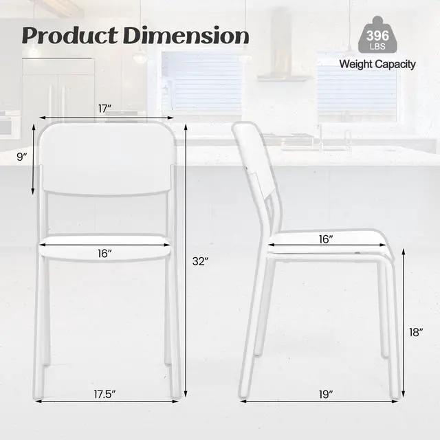 Alt view image 5 of 7 - SlickBlue Modern Dining Chairs Set of 4 with Tilted Backrest and Sturdy Metal Legs-White
