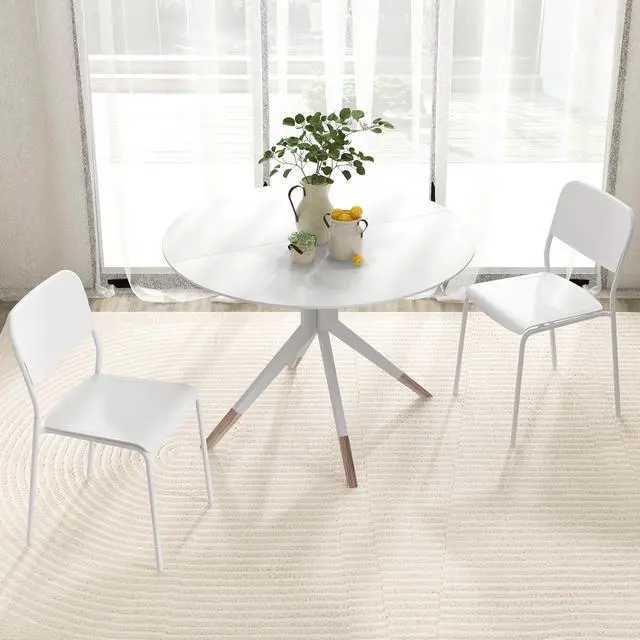 Alt view image 3 of 7 - SlickBlue Modern Dining Chairs Set of 4 with Tilted Backrest and Sturdy Metal Legs-White