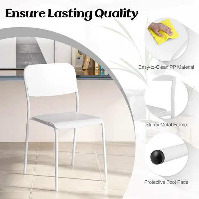 Alt view image 7 of 7 - SlickBlue Modern Dining Chairs Set of 4 with Tilted Backrest and Sturdy Metal Legs-White