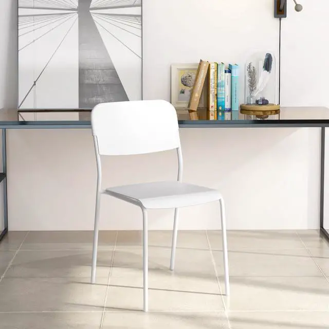Alt view image 6 of 7 - SlickBlue Modern Dining Chairs Set of 4 with Tilted Backrest and Sturdy Metal Legs-White