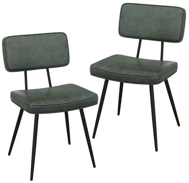 Main image of SlickBlue Dining Chair Set of 2 with Padded Backrest and Seat-Dark Green