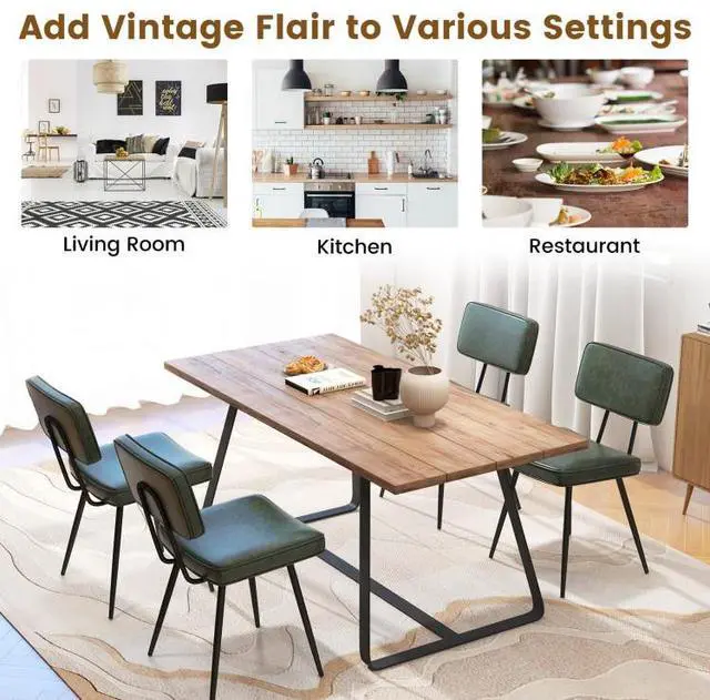 Alt view image 6 of 7 - SlickBlue Dining Chair Set of 2 with Padded Backrest and Seat-Dark Green