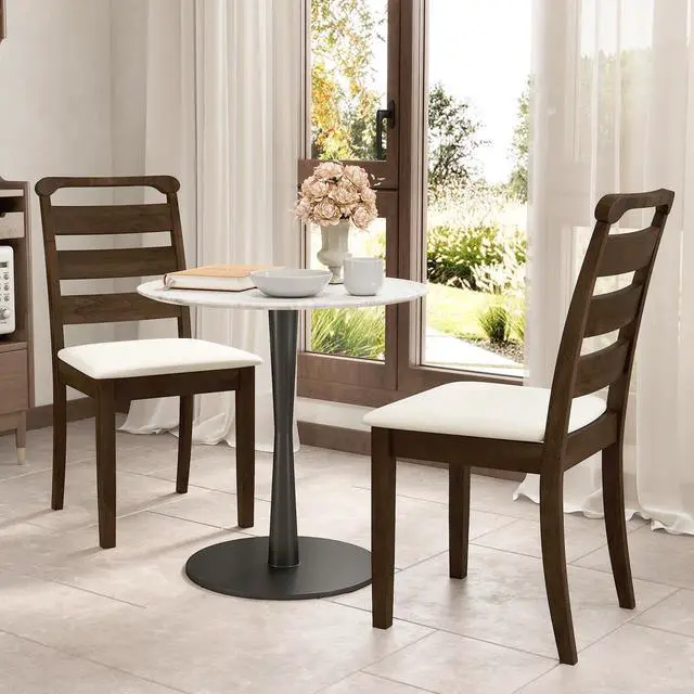 Alt view image 3 of 7 - SlickBlue Polyester Upholstered Wooden Dining Chair Set of 2-Walnut