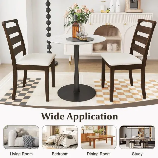 Alt view image 6 of 7 - SlickBlue Polyester Upholstered Wooden Dining Chair Set of 2-Walnut