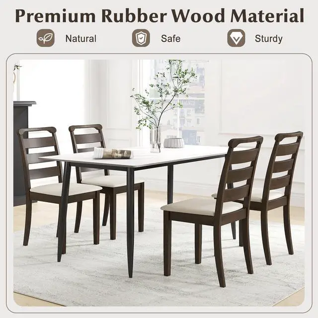 Alt view image 7 of 7 - SlickBlue Polyester Upholstered Wooden Dining Chair Set of 2-Walnut