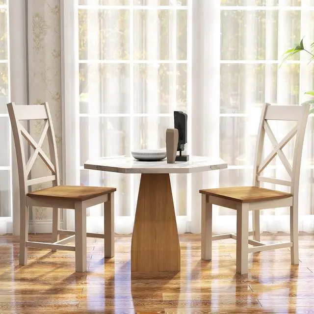 Alt view image 2 of 7 - SlickBlue Wooden Dining Chairs Set of 2 with High Back and Rubber Wood Frame-Natural