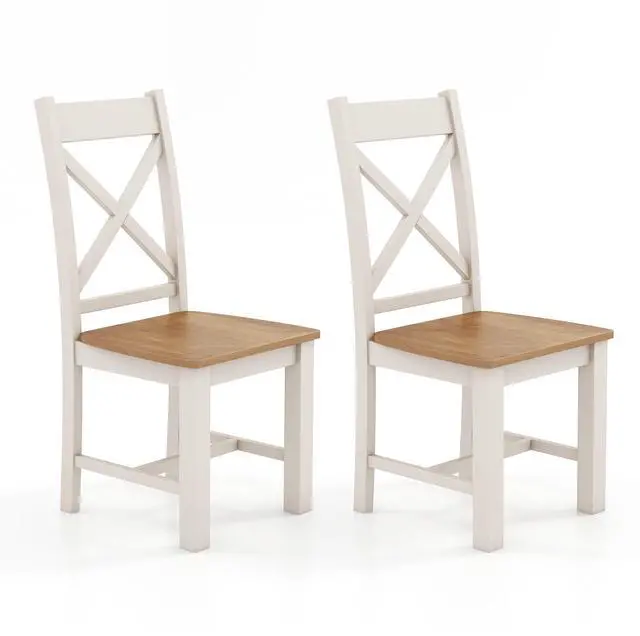 Main image of SlickBlue Wooden Dining Chairs Set of 2 with High Back and Rubber Wood Frame-Natural