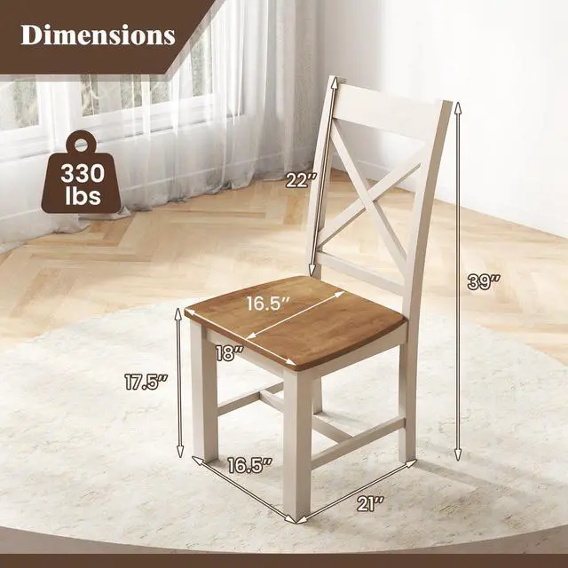 Alt view image 4 of 7 - SlickBlue Wooden Dining Chairs Set of 2 with High Back and Rubber Wood Frame-Natural