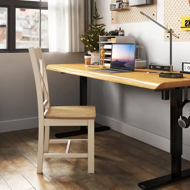 Alt view image 5 of 7 - SlickBlue Wooden Dining Chairs Set of 2 with High Back and Rubber Wood Frame-Natural