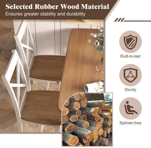 Alt view image 7 of 7 - SlickBlue Wooden Dining Chairs Set of 2 with High Back and Rubber Wood Frame-Natural