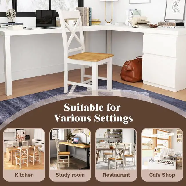 Alt view image 6 of 7 - SlickBlue Wooden Dining Chairs Set of 2 with High Back and Rubber Wood Frame-Natural