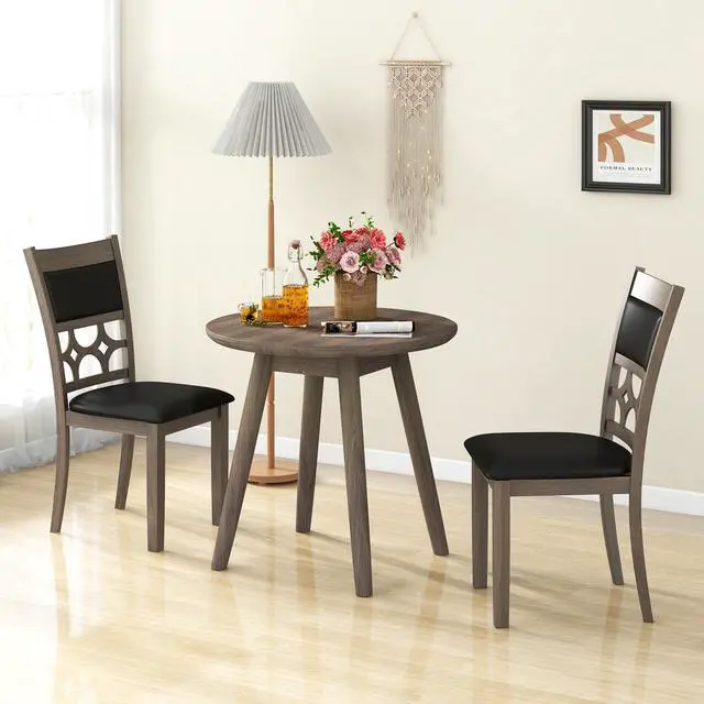 Alt view image 2 of 7 - SlickBlue Upholstered Dining Chair Set of 2 with Padded Backrest and Seat-Gray