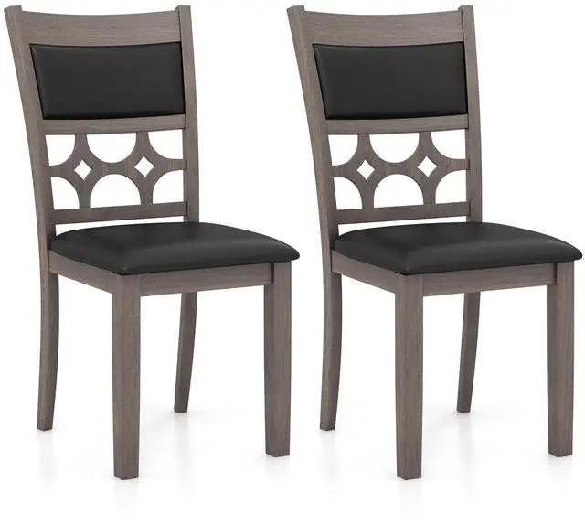 Main image of SlickBlue Upholstered Dining Chair Set of 2 with Padded Backrest and Seat-Gray