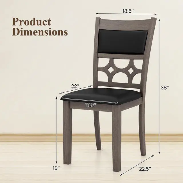 Alt view image 4 of 7 - SlickBlue Upholstered Dining Chair Set of 2 with Padded Backrest and Seat-Gray