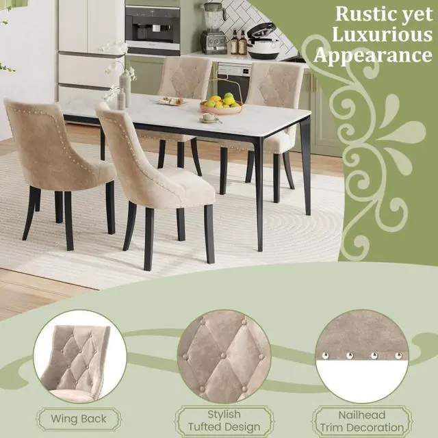 Alt view image 6 of 7 - SlickBlue Tufted Wingback Upholstered Dining Chairs Set of 2-Light Brown