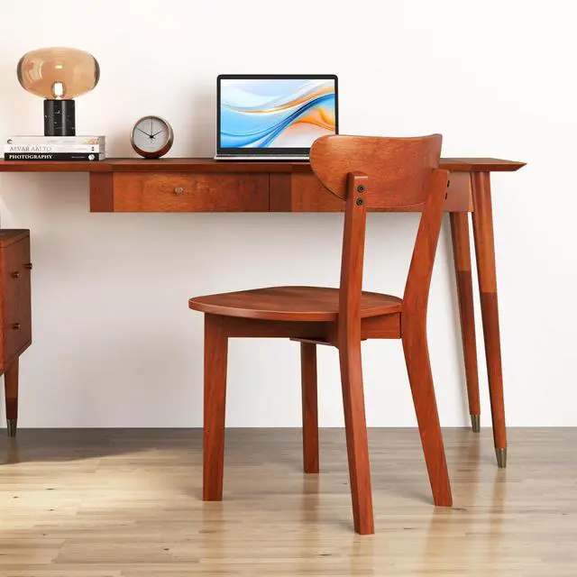 Alt view image 3 of 7 - SlickBlue Solid Wood Dining Chair Set of 2 with Curved Backrest and Rubber Wood Frame-Espresso