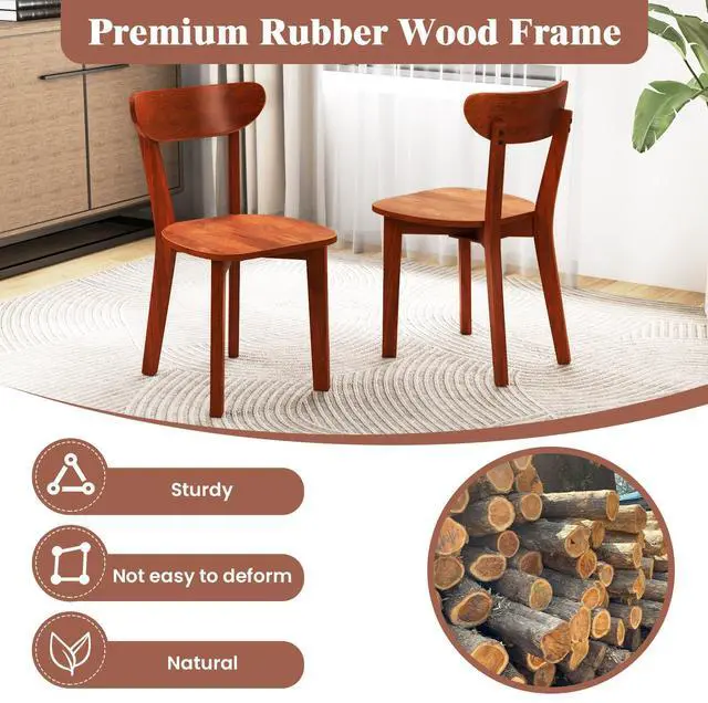 Alt view image 7 of 7 - SlickBlue Solid Wood Dining Chair Set of 2 with Curved Backrest and Rubber Wood Frame-Espresso