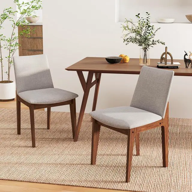 Alt view image 2 of 7 - SlickBlue Set of 2 Wooden Dining Chairs Upholstered with High Curved Back-Walnut