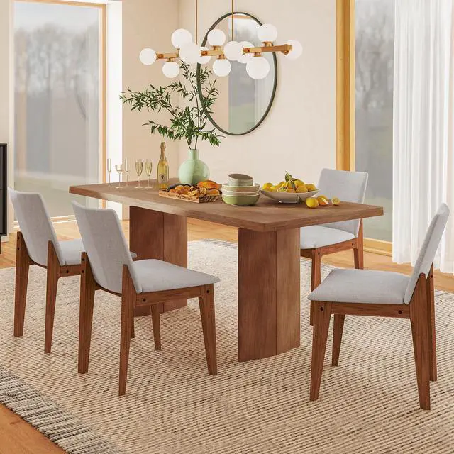 Alt view image 3 of 7 - SlickBlue Set of 2 Wooden Dining Chairs Upholstered with High Curved Back-Walnut