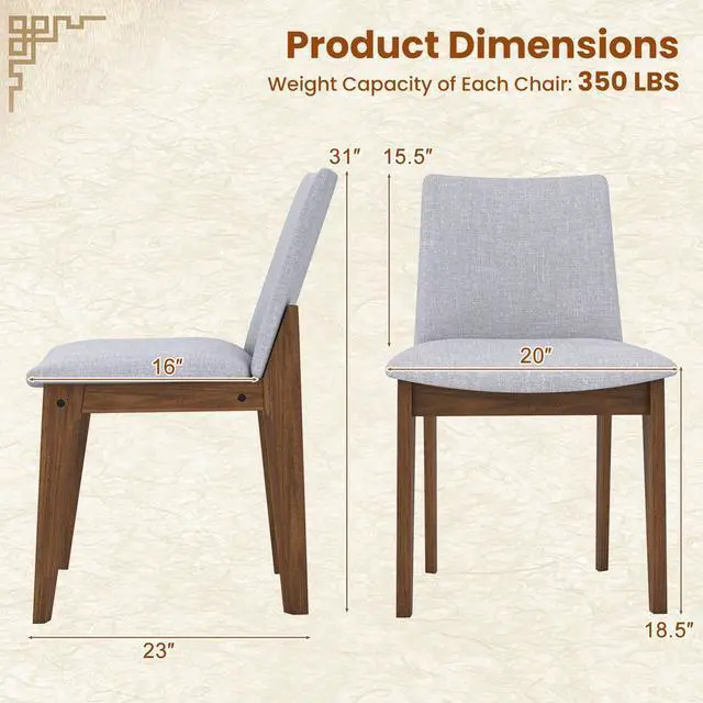 Alt view image 4 of 7 - SlickBlue Set of 2 Wooden Dining Chairs Upholstered with High Curved Back-Walnut