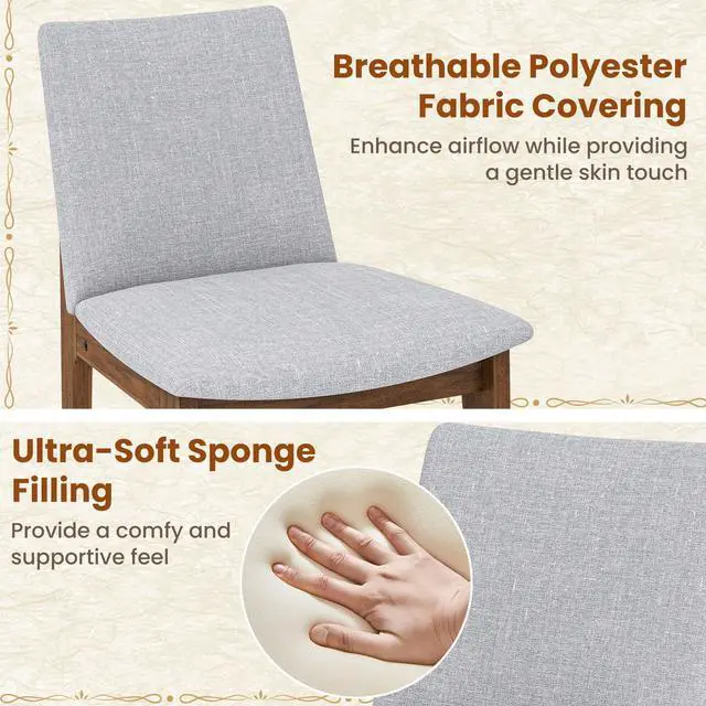 Alt view image 6 of 7 - SlickBlue Set of 2 Wooden Dining Chairs Upholstered with High Curved Back-Walnut