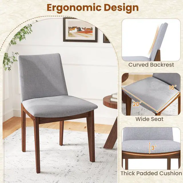 Alt view image 7 of 7 - SlickBlue Set of 2 Wooden Dining Chairs Upholstered with High Curved Back-Walnut