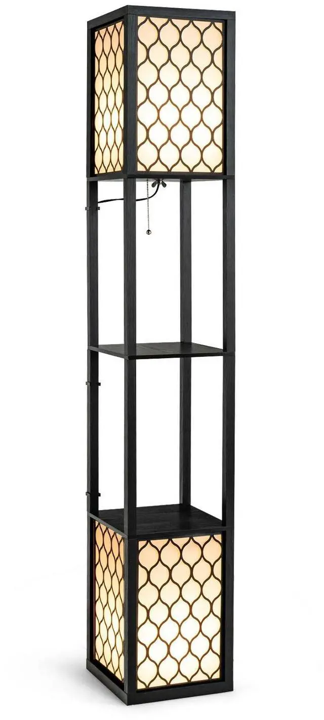 Main image of SlickBlue Modern Shelf Freestanding Floor Lamp with Double Lamp Pull Chain and Foot Switch