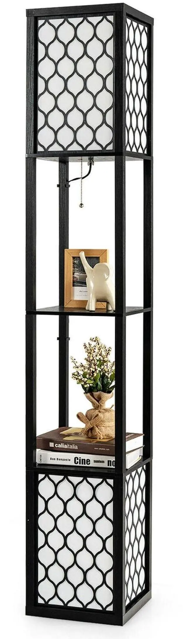 Alt view image 4 of 7 - SlickBlue Modern Shelf Freestanding Floor Lamp with Double Lamp Pull Chain and Foot Switch