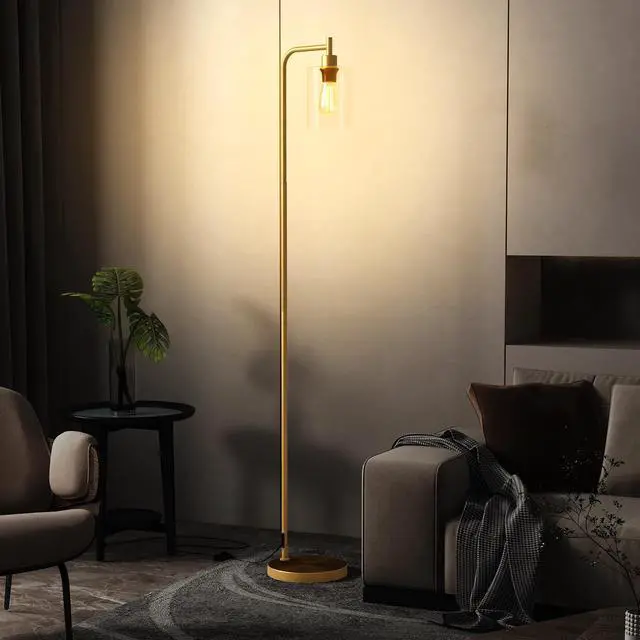 Alt view image 5 of 7 - SlickBlue Modern Floor Lamp with Hanging Glass Lampshade and Foot Switch-Golden