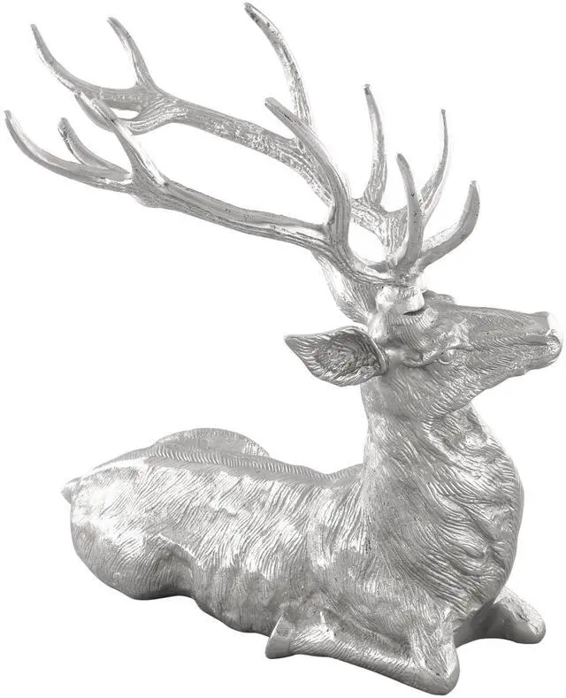 Main image of SlickBlue Standing Reindeer Statue Aluminum Deer Sculpture for Indoors Christmas Decor-Silver