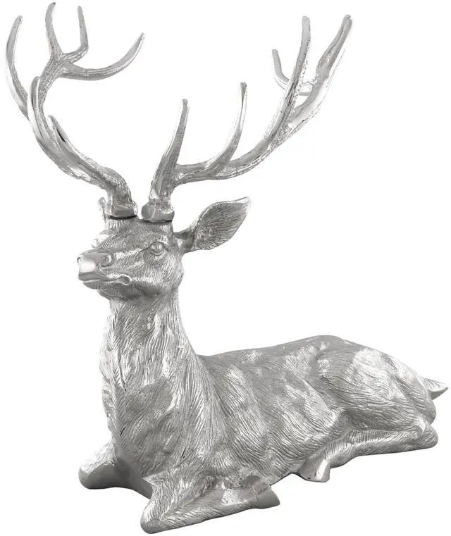 Alt view image 4 of 7 - SlickBlue Standing Reindeer Statue Aluminum Deer Sculpture for Indoors Christmas Decor-Silver