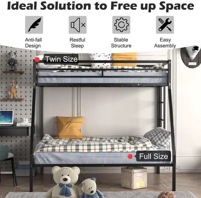 Alt view image 7 of 7 - SlickBlue Bunk Bed with Safety Rail and Ladder for Kid
