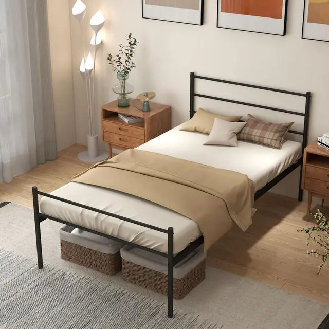 Alt view image 3 of 7 - SlickBlue Metal Bed Frame Platform with Headboard