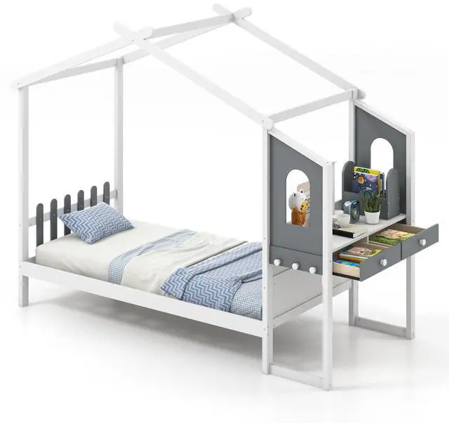 Alt view image 4 of 7 - SlickBlue  Frame with House Roof Canopy and Fence for Kids
