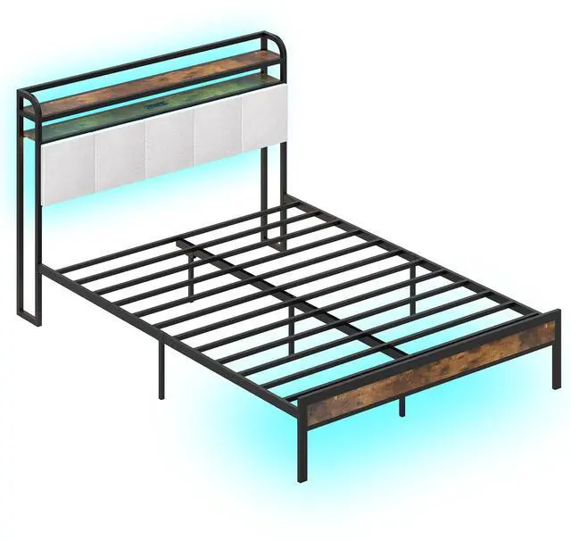 Alt view image 4 of 7 - SlickBlue Bed Frame with LED Light and Charging Station