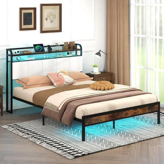 Alt view image 2 of 7 - SlickBlue Bed Frame with LED Light and Charging Station