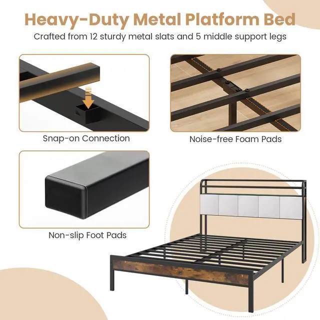 Alt view image 6 of 7 - SlickBlue Bed Frame with LED Light and Charging Station
