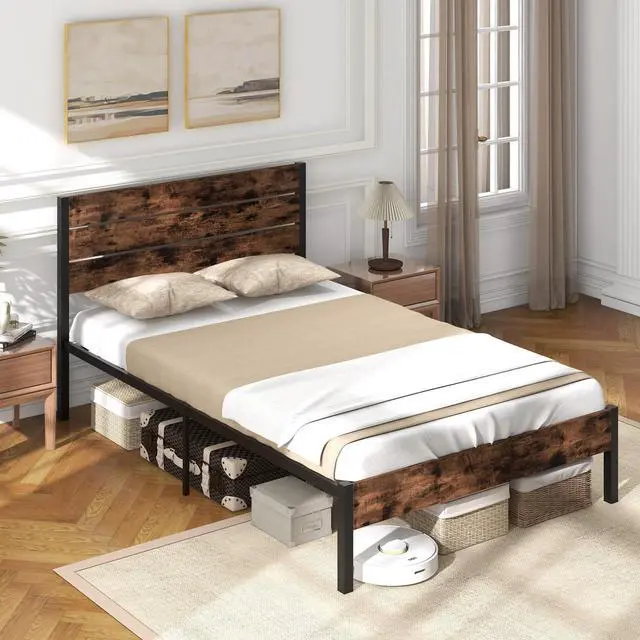 Alt view image 3 of 7 - SlickBlue Bed Frame with High Headboard and Mute Bar
